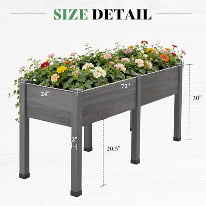 AMERLIFE Raised Garden Bed, 72x24x30 Inches Elevated Wood Planter Box - color: Gray, size: 6x2 FT-Regular