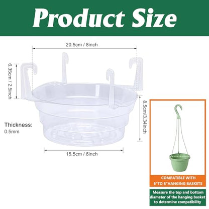 Adnee 15 Pcs 8 Inch Hanging Plant Water Catcher-Clear Plastics Plant Water Catcher Tray-Hanging Plant Saucers Drip Pans for Indoor Outdoor Hanging Basket Flower Pot - color: 8 Inch