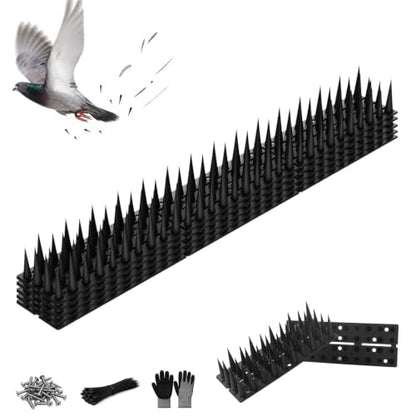 Bird Spikes, 5 Pack, 7 FT Total Coverage, Outdoor Bird Deterrent, Black - color: Black, size: 5 pack