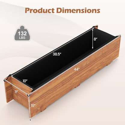 S AFSTAR Raised Garden Bed, 44" x 11" x 10" Wood Rectangle Planter Box with Drainage Holes, Water-Resistant Paint, Decorative Window Box, Outdoor Garden Bed for Fruit Vegetable Flower Herb, Orange - size: 44" x 11" x 10"
