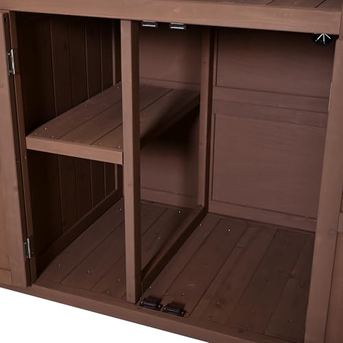 GDFStudio Winford Patio Kitchen Island Cart with Extendable Top, Wooden Outdoor Storage Cabinet with Stainless Steel BBQ Prep Table Top, Drawers, Spice Rack and Lockable Wheels, Potting Bench, Brown - color: Brown