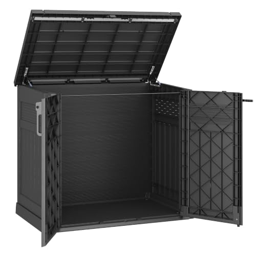 Outside Outdoor Storage Cabinet 51 Cu Ft, Pool Patio Storage Box - color: Black, size: 33.8"×48.4"×55.1"