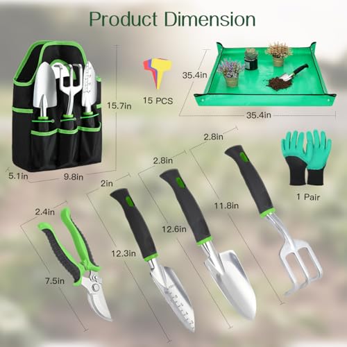Housolution Gardening Tools Set, 8PCS Gardening Gifts for Women, Green - color: Green