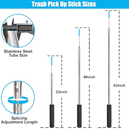 Trash Picker Upper Grabber, 62inch Garbage Picker Upper Tool Heavy Duty for Trash Grabber and Seniors Stainless Steel Tube Reinforcement Durability