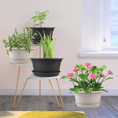 Large Flower Pots Set of 4 Pack 13 inch, Shallow Planter with Drainage Hole - color: Dark Gray, size: 13 Inch - 4Pack