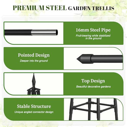 Alisisfores 4 FT Obelisk Trellis for Climbing Plants, Black - size: 4 Ft