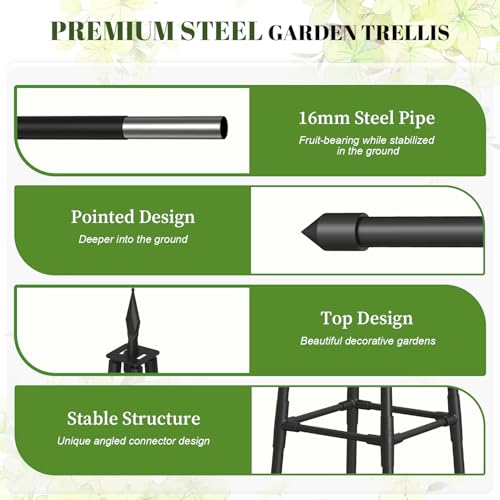 Alisisfores 6 FT Obelisk Trellis for Climbing Plants, Black - size: 6 Ft