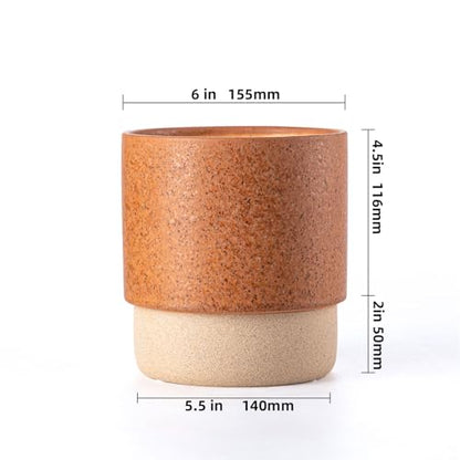 6 Inch Ceramic Self Watering Planter with Drainage Hole Terracotta - color: Terracotta, size: Small