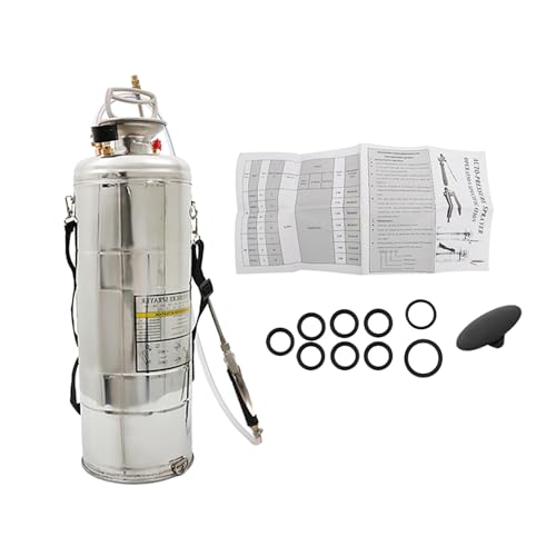 3 Gallon Stainless Steel Sprayer, 20 Wand & 3FT Reinforced Hose, Heavy Duty Hand Pump Sprayer with Pressure Gauge, Safety Valve and Adjustable Nozzle, for Lawn, Garden Watering (Silver-12L) - size: 3 Gallon