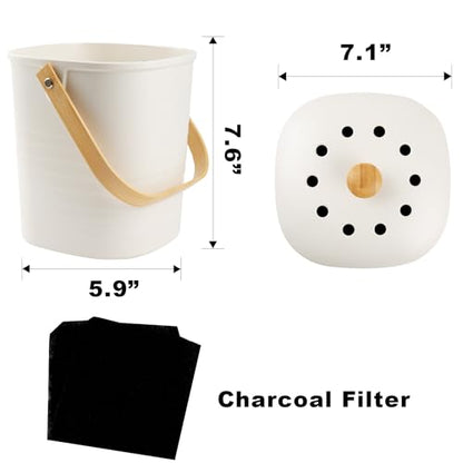 Compost Bin, LALASTAR Compost Bin Kitchen Counter with Lid, Made of Sustainable Bamboo Fiber, Odorless Indoor Compost Bin, 1 Gallon, Cream, Square - color: Cream-Square