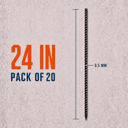 Happin® 24 Inch Rebar Stakes, Straight Garden Stakes Heavy Duty Galvanized Metal Stakes, Landscape Timber, Concrete Form, Tree & Plant Support, Yard Stakes, Ground Anchors (I Shape – 20 Pack) - size: 24inch