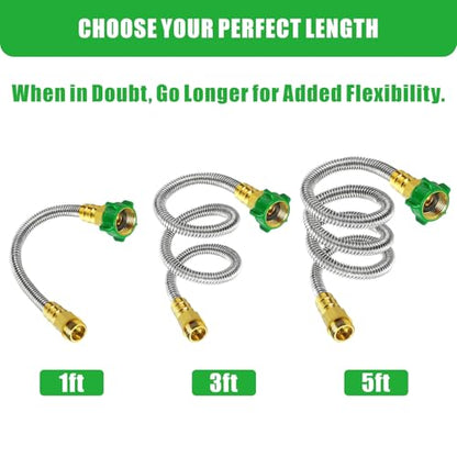 Short Garden Hose Connector 3FT, Metal Hose Connector for Hose Reel - size: 3 FT