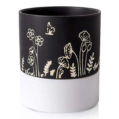 Nihow Self Watering Pots for Indoor Plants,6 Inch,Black,Hand Painting - color: Black, size: 6" Self Watering