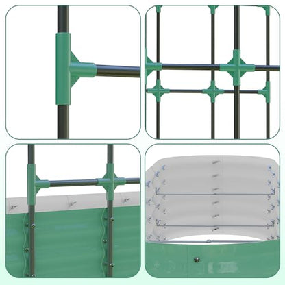 GarveeHome Expandable Arch Trellis Raised Bed Kit – 95” Metal Garden System with Vertical Netting, Plant Ties, and Drainage Design for Vegetables, Flowers, and Vines (Rust-Proof Green) - color: Green