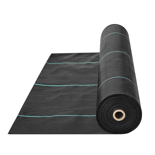 VEVOR Weed Barrier Landscape Fabric, 6*100FT Heavy Duty Garden Weed Fabric, Woven PP Weed Control Fabric, Driveway Fabric, Geotextile Fabric for Landscaping, Ground Cover, Weed Blocker Weed Mat, Black - size: 6FT*100FT-3.2OZ, style: Woven