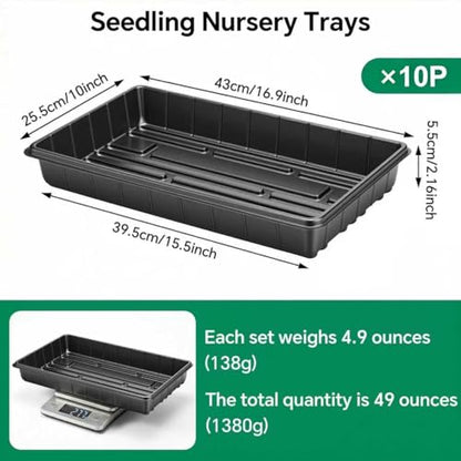 10 Pack Plant Growing Trays, 17 x 11 Inch Seedling Trays, No Drain Holes