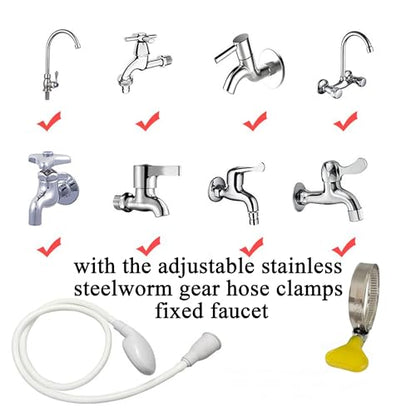 Portable Shampoo Sink Spray Hose, Faucet Attachment with Nozzle for Hair Washing, Baby & Pet Bathing, Vegetable Rinsing, White (White, 3M/9.84FT) - size: 3M/9.84FT