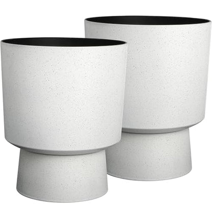 2-Pack 16.75" White Terrazzo Urn Planters with Detachable Bases - color: 16.8"h-sand White