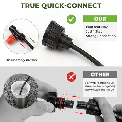 50FT Drip Irrigation Kit, Quick Connect Garden Watering System, Easy Install Drip Irrigation System with Misting Nozzles for Patio, Potted Plants, Small Garden & Greenhouse - size: 50FT