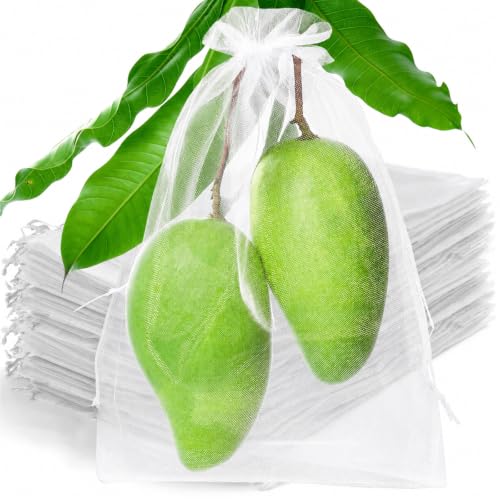 50 Pcs Fruit Protection Bags, 10×14 in Mesh Cover Nets for Tree, White - color: White, size: 10×14 in
