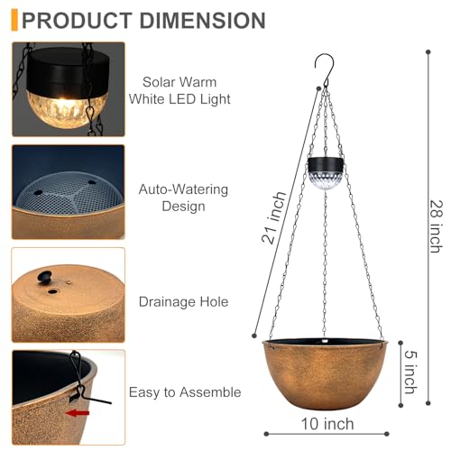 SUNNYPARK 2 Pack Solar Hanging Planters for Plants Outdoor - color: Bronze