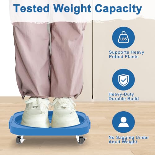 2 Pack 11'' Heavy Duty Rolling Plant Caddy with Wheels, Blue - color: Blue