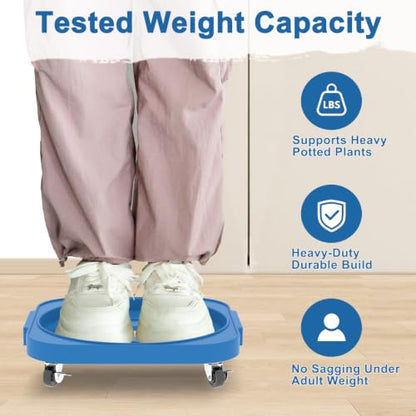 2 Pack 11'' Heavy Duty Rolling Plant Caddy with Wheels, Blue - color: Blue