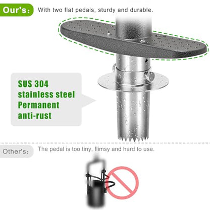 Dolibest 3-in-1 Sod Plugger & Bulb Planter Tool - Depth Adjust (3-6'') Stainless Steel Sharp Serrations with Ergonomic Grip | Lawn Plug Cutter for Turf Repair, Soil Sampling & Garden Planting-35.7" - color: Black E- 3-6'' depth