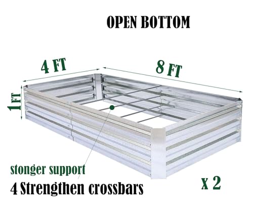 Galvanized Raised Garden Bed 8x4x1ft 2-Pack Value Set - size: 8x4x1ft (2 pack)
