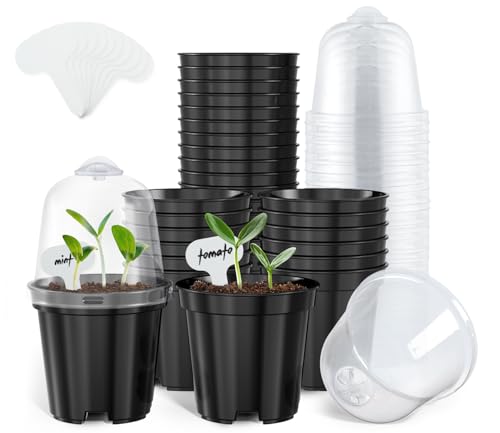 homenote 3 Inch Nursery Pots with Humidity Domes for Seed Starting (30 Pcs) - color: Black-with Lid, size: 3 Inch-30 Pack