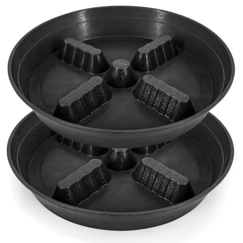 2 Pack Plant Saucer 10 inch, 8 12 14 17 inch, Plant Stand Plastic Plant Saucers for Indoors Outdoor, Heavy Duty Flower Plant Risers for Inside Pots, Pot Saucers for Plants, Grow Bags Saucers - color: Black, size: 10"-2 Pack