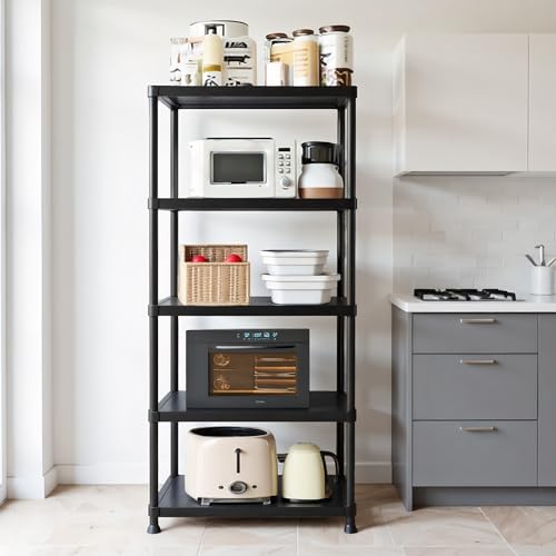 Plastic Storage Shelves, 5 Tier Shelving Unit, 330LBS - size: 5 Tier(standard size)