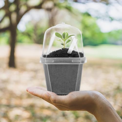 50 Pcs 3" Clear Plant Nursery Pot with Humidity Dome, Plastic Gardening Pot - color: 50pcs-white, size: 3 Inch