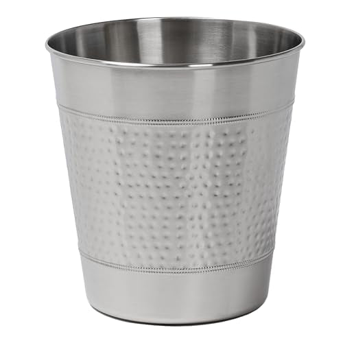 happimess Riley 2 Gal Hammered Steel Bin 10" H, Brushed Steel - color: Brushed Steel, size: Set of 1