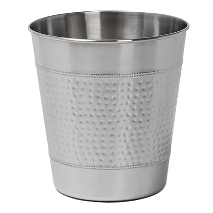 happimess Riley 2 Gal Hammered Steel Bin 10" H, Brushed Steel - color: Brushed Steel, size: Set of 1