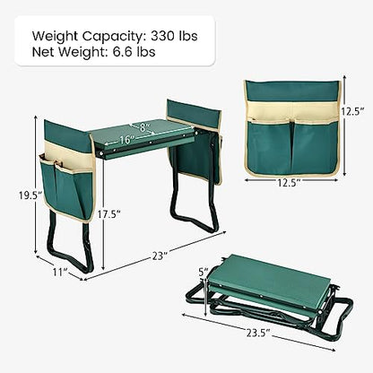 GIANTEX Garden Kneeler & Seat, Heavy-Duty Garden Bench, Green with 2 Bags - color: Teal Green, size: 23” x 11” x 19.5”
