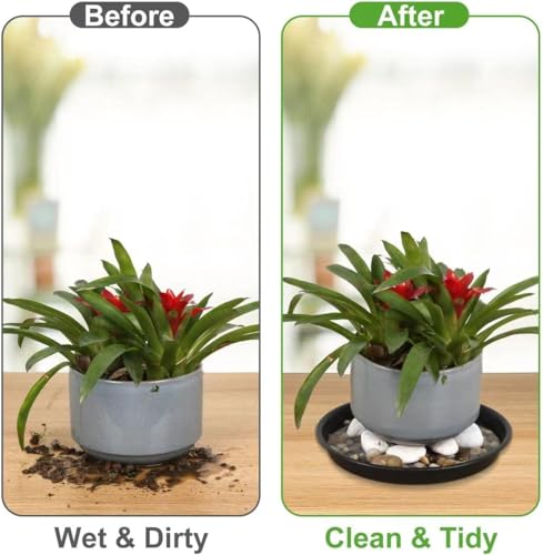 4Pack 12Inch Plastic Drip Trays Plant Saucers for Indoors Outdoor Plant, Thick Heavy Durable Sturdy Flower Pot Trays for Pots Planter, Black… - size: 4pack 12inch