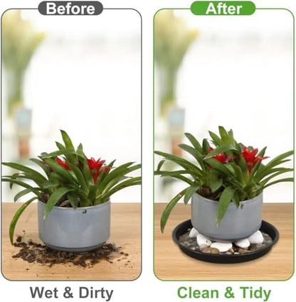 4Pack 12Inch Plastic Drip Trays Plant Saucers for Indoors Outdoor Plant, Thick Heavy Durable Sturdy Flower Pot Trays for Pots Planter, Black… - size: 4pack 12inch