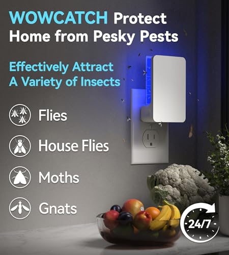 Advanced Double-Sided Indoor Fly Trap for Home, Plug-in 5-Way UV Light - size: 2 Device + 8 Refills