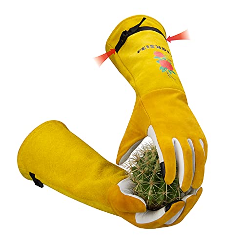 Thorn Proof Gardening Gloves Women, 2 Layers Leather Rose Pruning Gloves - size: Small (Pack of 1)