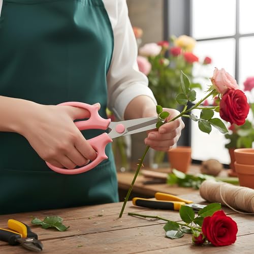 12 Pcs Flower Scissors - Stainless Steel Flower Shears, Garden Plant Floral Shears for Fresh Flowers Stems (Blue, Green, Pink, Violet)