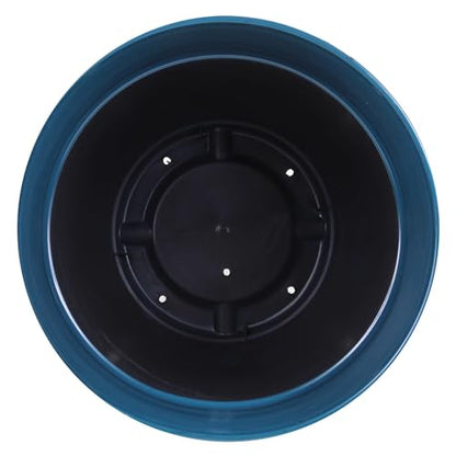 Garden Elements Indoor/Outdoor Glazed Brushed Happy Plastic Planter, Large, Dark Teal, 15" - color: Dark Teal