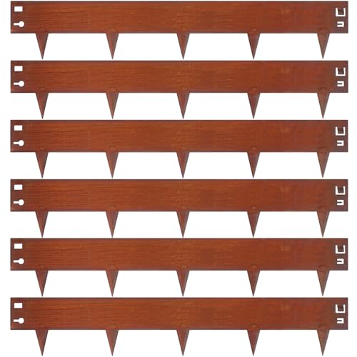 41" L × 9" H Corten Steel Landscape Edging, 6 Pack Garden Border - color: Rusted, size: 9.4 Inch