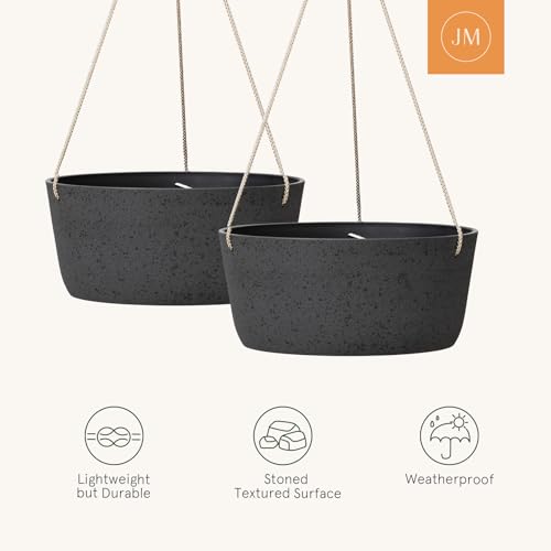La Jolie Maison Large Hanging Planters for Outdoor Plants, Set of 2 12 Inch - color: Black Charcoal