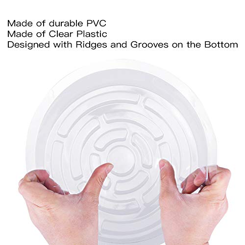 Rocutus Plant Saucer,20 Pack Plastic Plant Saucer Drip Trays Small Plant Plate Dish,Heavy Duty Clear Plastic Plant Saucers Flower Pot Tray Flower Pot Drip Pan for Indoor and Outdoor Plants (10 Inch) - size: 10 Inch