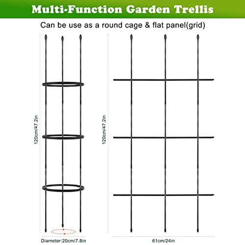 2 Pack Garden Trellis, 2 in 1 Plant Cages & Supports for Vines Crop, Potted/Climbing Plants Indoor Outdoor, Plant Stake for Flower, Vegetable, Tomato, Pot Trellis