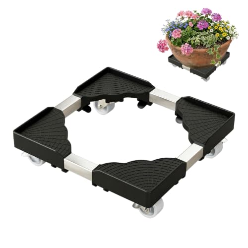 7-15 in Rolling Plant Caddy with Wheels for Indoor Outdoor Pots Black Patio