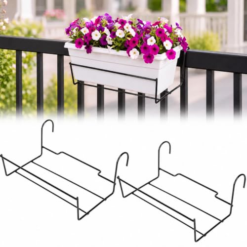 Landhoow 2 Pcs Railing Flower Box Holder, 14in