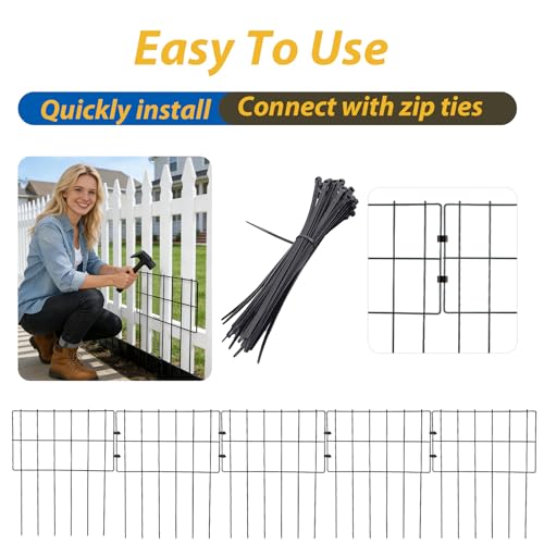 Animal Barrier Fence 17 in (H) X 27 Ft (L), Dig Defence Animal Barrier 25 Panels, Metal Garden Fence Blockers, Fence Barrier for Bottom of Fence for Dogs, Rabbits, Groundhog