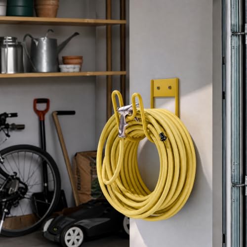 Garden Hose Holder Wall Mount, Heavy Duty Metal Hose Hanger (Yellow) - color: Yellow